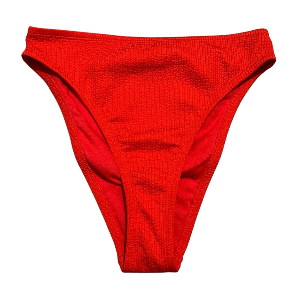 Nike‎ High Waist women’s Bikini Bottom swimwear ribbed Red Size medium NESSD234